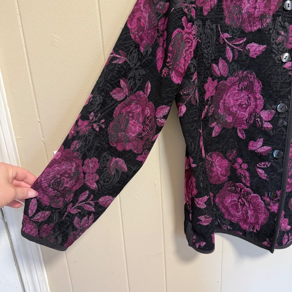 Vintage Womens Romantic Floral Textured Blazer Jacket Size 12 Career Business - Picture 11 of 15